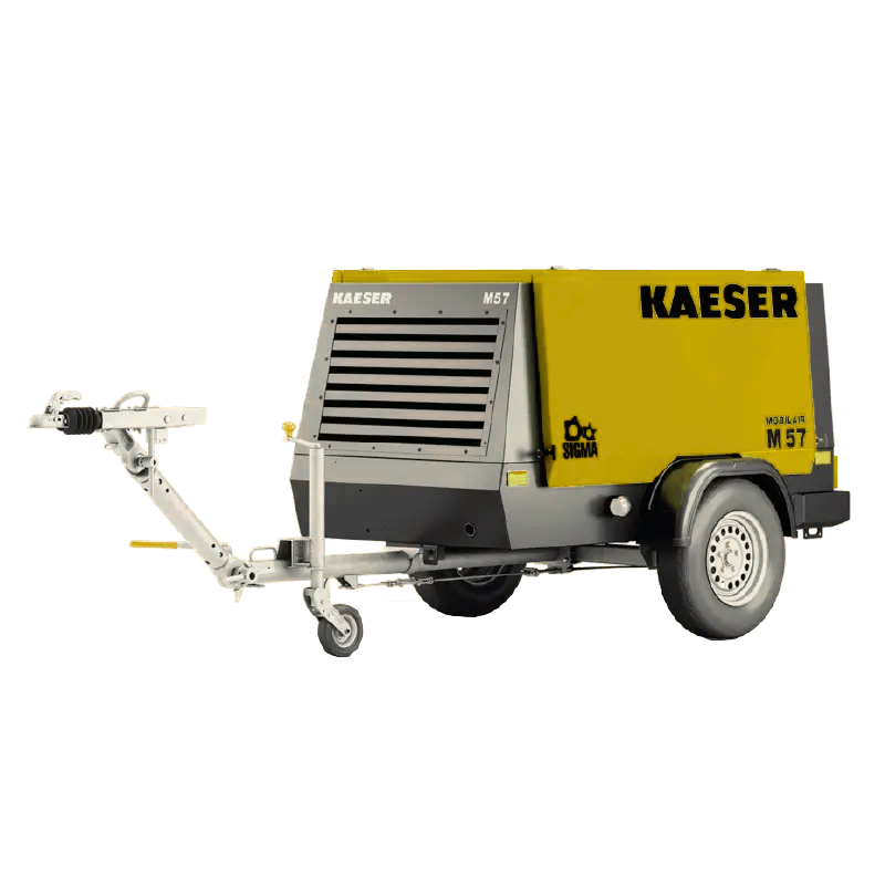 Compresor de aire Kaeser M57, ideal para trabajos de perforación, mantenimiento y construcción.