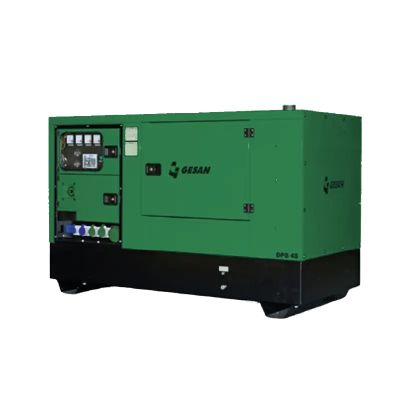 Generador Gesan DPS45, equipo compacto con motor diésel eficiente y cabina silenciosa.
