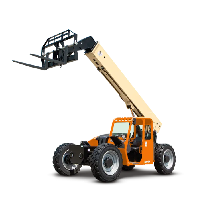 G943A en obra, manipulador telescópico con gran alcance y tracción para terrenos difíciles.