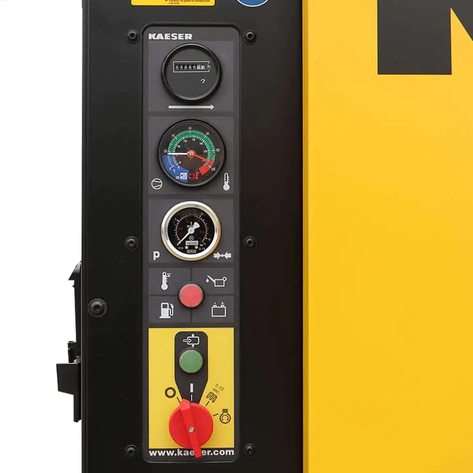 Compresor-de-aire-Kaeser-Mobilair-M57-panel-de-control-analogo